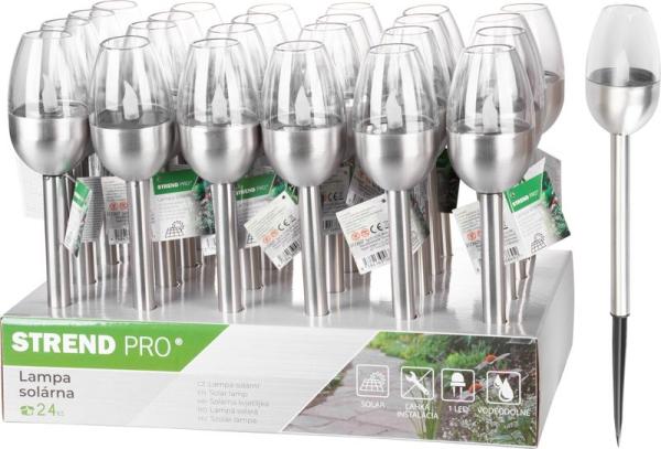 Lampa Strend Pro Candle, solrna, 1x LED, nerez, 6x28 cm, Sellbox 24 ks