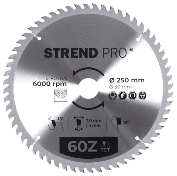 Kot�� Strend Pro TCT 250x3.0x30/20 mm 60T, na drevo, p�lov�, SK pl�tky