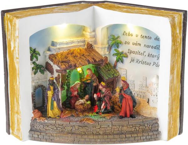 Dekorácia MagicHome Vianoce, Betlehem v knihe, farebná, 3 LED, 3xAA, interiér AKCIA 225