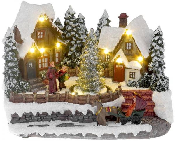 Dekorácia MagicHome Vianoce, Vianočná dedina, LED, 3xAA, interiér AKCIA 225