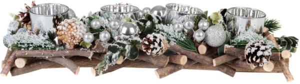 Ikebana MagicHome Vianoce, dreven, strieborn, adventn, 40x14x8 cm AKCIA 246
